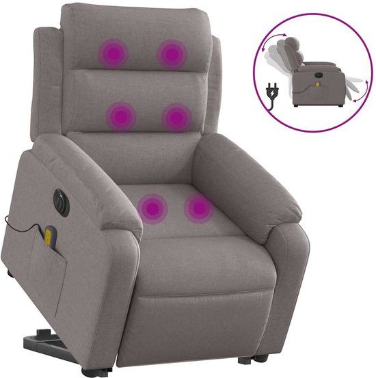 vidaXL Elektrische Sta-op-massagestoel Verstelbaar Stof Taupe