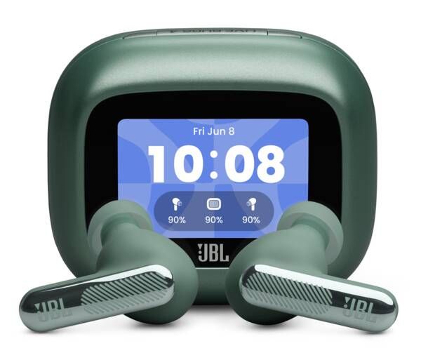 JBL Live Beam 4 – Draadloze Oortjes met Noise Cancelling – Smart Case met Touchscreen – Draadloos Bluetooth Oordopjes – 48 uur – Waterdicht – IP55 - Groen