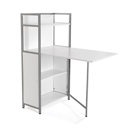 Versa Blumenau Eettafel met schappen - Wit - 120 x 30 x 62 cm