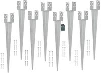 KOTARBAU® 8 Stuks Grondanker, Paalhouder, 0-120 mm, Verzinkt Staal, 70 cm, Zilver, Verstelbare Paalhouder, Paalvoet, Paalsteun, Paalanker, voor Tuinconstructies
