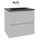 Saniclass Chaci Badkamermeubelset - 60x45x55cm - keramische wastafel mat zwart - 1 wasbak - zonder kraangat - 2 lades - mat wit
