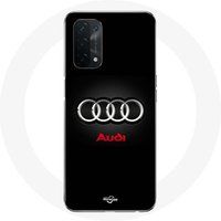 Oppo Hoesje voor Oppo A54 5G Audi Logo metaal zwarte achtergrond Maniacase