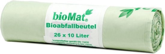 Biomat Composteerbare vuilniszakken met handvatten - Duurzaam en scheurvast - 10 Liter - 26 Stuks