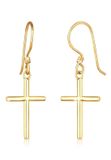 Elli Dames Oorbellen Kreuz Religiös Taufe Kommunion Zilver