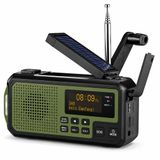 NovaWare® DAB+ Noodradio Solar Opwindbaar - Powerbank Zonneenergie met 5000mAh - DAB+/FM - Noodpakket - Bluetooth Speaker & Digitale Wekker - Draagbare Radio – Oplaadbaar & Op Batterijen - Groen