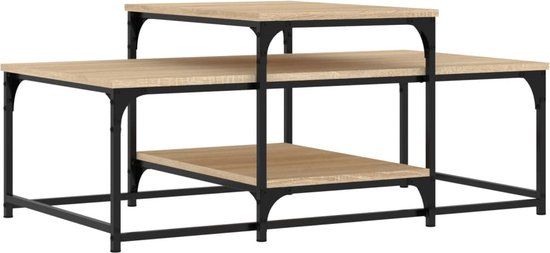 vidaXL Salontafel 102x60x45 cm bewerkt hout sonoma eikenkleurig
