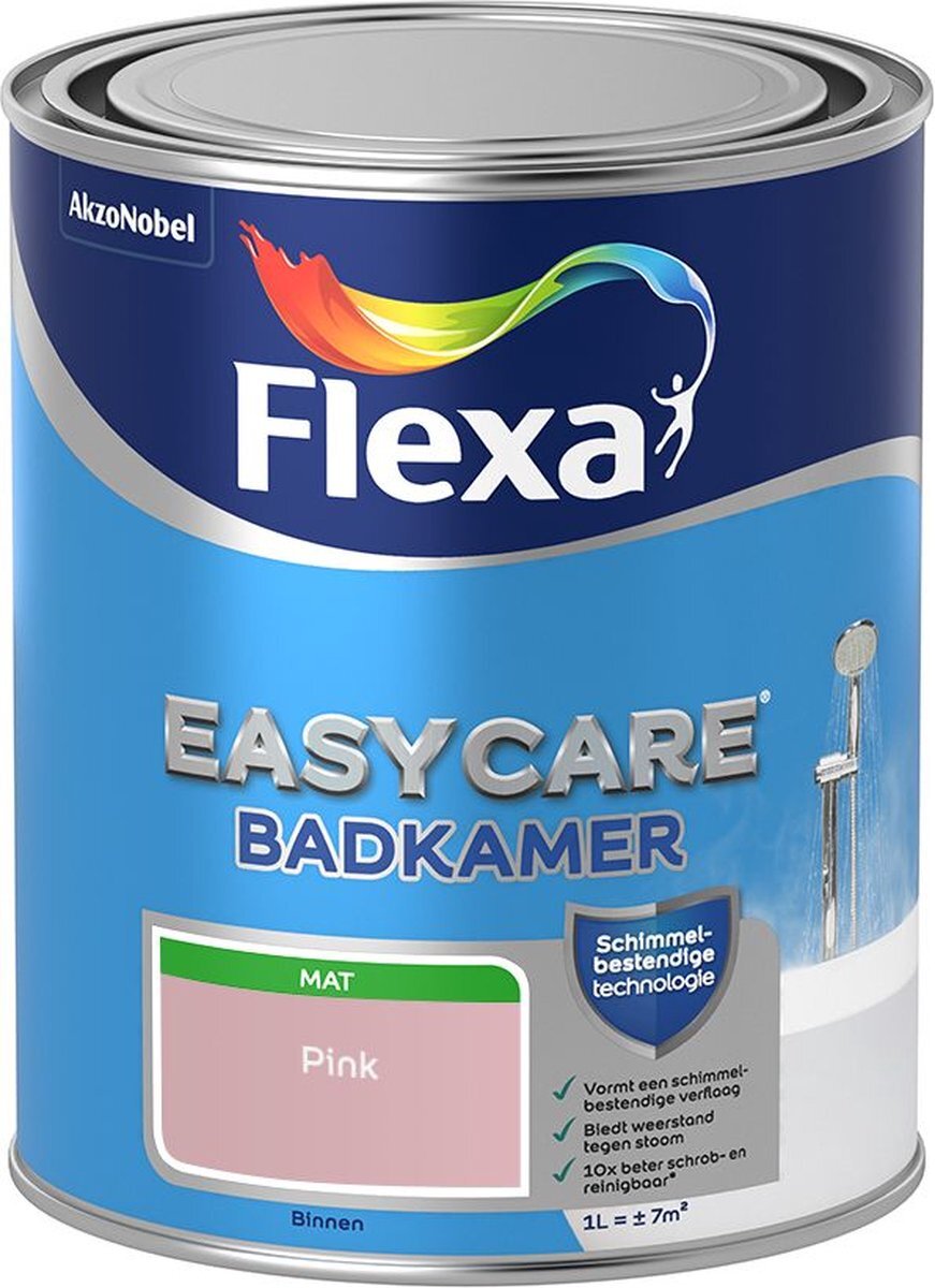 FLEXA | Easycare Muurverf Mat Badkamer | Pink - Kleur van het jaar 2007 | 1L