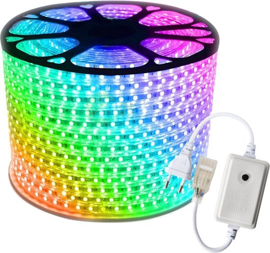 DiamantLED LED Strip - 30 Meter in één rol(1x 30meter) - RGB - meerdere kleuren - 60LED/m - IP65 - Met Drukknop