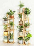 Merkloos Houten Plantentafel - Plantenrek - Plantenzuil - Plantenstandaard - 6 lagen - 7 planten - Binnen - 40 x 20 x 122 - Tot 40 kg belastbaar