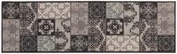vidaXL Keuken Tapijt Zwarte Mozaïek 150 x 45 cm Polyamide Wasbaar
