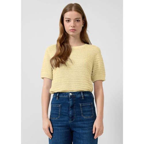 QS Light Yellow Knit Pattern Sweater