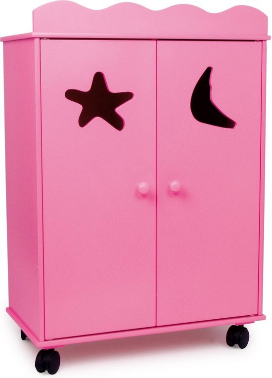 Small Foot Houten Klerenkast Voor Poppen Roze 46X25X66 cm