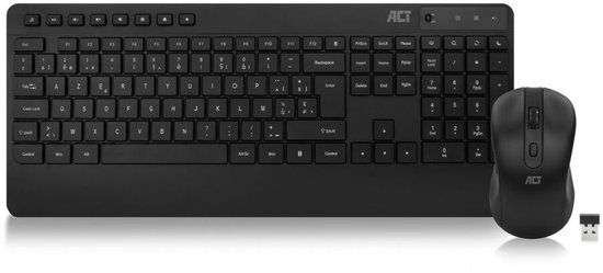 ACT AC5730 Draadloos toetsenbord en muisbundel (Azerty), stille klik, milieuvriendelijk, gemaakt van gerecycled materiaal