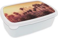 MuchoWow Broodtrommel - Wit - Palmboom - Skyline - Zonsondergang - Architectuur - 18x12x6 cm