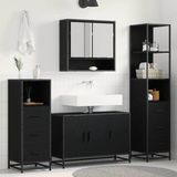 vidaXL Badkamermeubel Set 3-delig Zwart Eiken 37,5 x 35 x 166 cm
