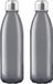 Merkloos / Sans marque Makito Western Europe Glazen waterfles/drinkfles met RVS dop - 2x - zwart transparant - 650 ml - Sportfles - Bidon