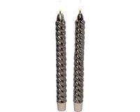Anna's Collection bougies LED - 2x st - argent - brillant - 25 cm - swirl - flamme 3D