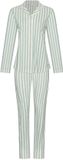 Pastunette Nordic Leaf Pyjama Dames Lange Mouw 100% Katoen Wit/Groen Gestreept Maat 46