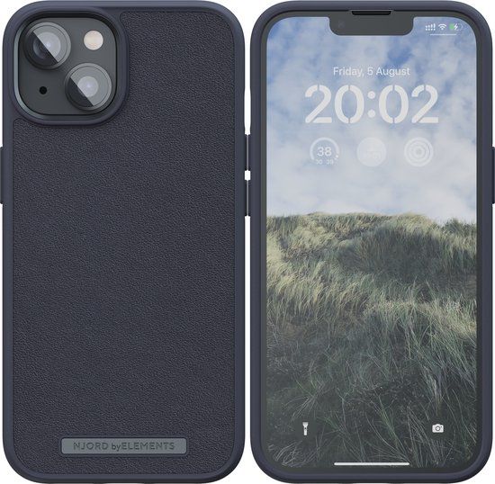Njord Collections Genuine Leather Case - Geschikt voor iPhone 14 Plus - Zwart