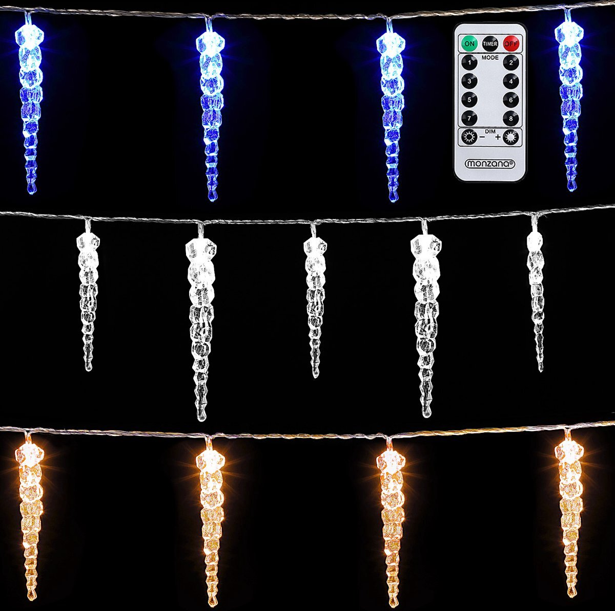 Monzana LED Kerstverlichting - 80 Ijspegels - Blauw