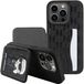 Karl Lagerfeld Saffiano Kaartslots en Stand Monogram Ikonik Patch case voor iPhone 15 Pro Max - Zwart