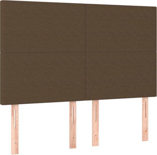 vidaXL Hoofdbord donkerbruin stof 144x5x118/128 cm