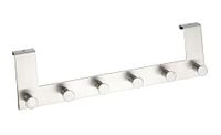 WENKO Deurgarderobe Celano, handdoekhouder voor de deur in badkamer en keuken, garderobe met 6 haken, roestvrij staal, 39 x 11 x 5,5 cm, mat zilver