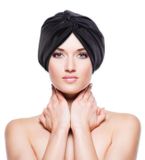 Satin hair wrap for protection of curly hair during the night