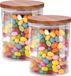 Alpina Voorraadpot/bewaarpot Foodking - 2x - borosilicaat glas - 600 ml - glas/hout - luchtdicht