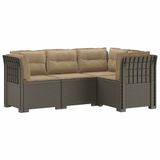 vidaXL 4-Zits Tuin Sofa met Kussens Rattan Look PP Lichtgrijs