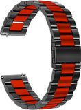 Strap-it Stalen schakel bandje 20mm - RVS bandje geschikt voor / Galaxy Watch / Galaxy Watch Active & Active2 40 & 44mm - Amazfit GTS / Bip - - Zwart/rood - Geschikt voor Samsung Galaxy Watch 41mm/42mm