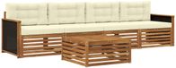 vidaXL Ensemble de canapés d'extérieur 5 pièces Acacia massif naturel et crème