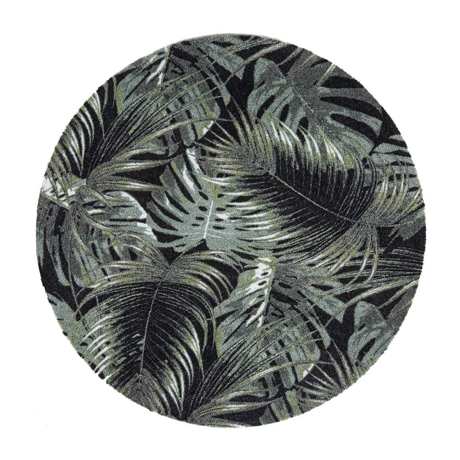 MD-Entree Vloerkleed - Palm Leaves - Groen - 100 cm Ø