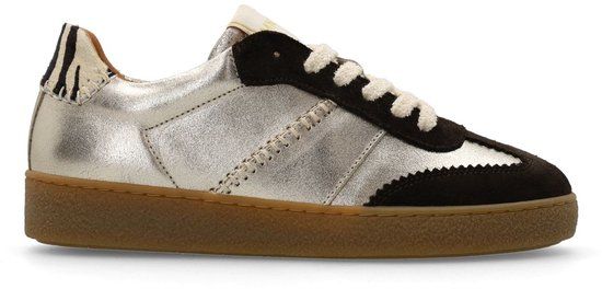 Manfield - Dames - Gouden leren sneakers - Maat 38