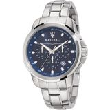 Maserati Succeso R8873621002 Herenhorloge Zilverkleurig Staal Blauw 44mm