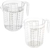Merkloos / Sans marque Van Der Meulen Sneek B.V. Maatbeker - 2x - 1 liter - transparant - kunststof - 13 x 15 cm