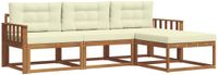 vidaXL - Bank loungeset - 4 zitplekken - Natuurlijk en crème - Acacia hout