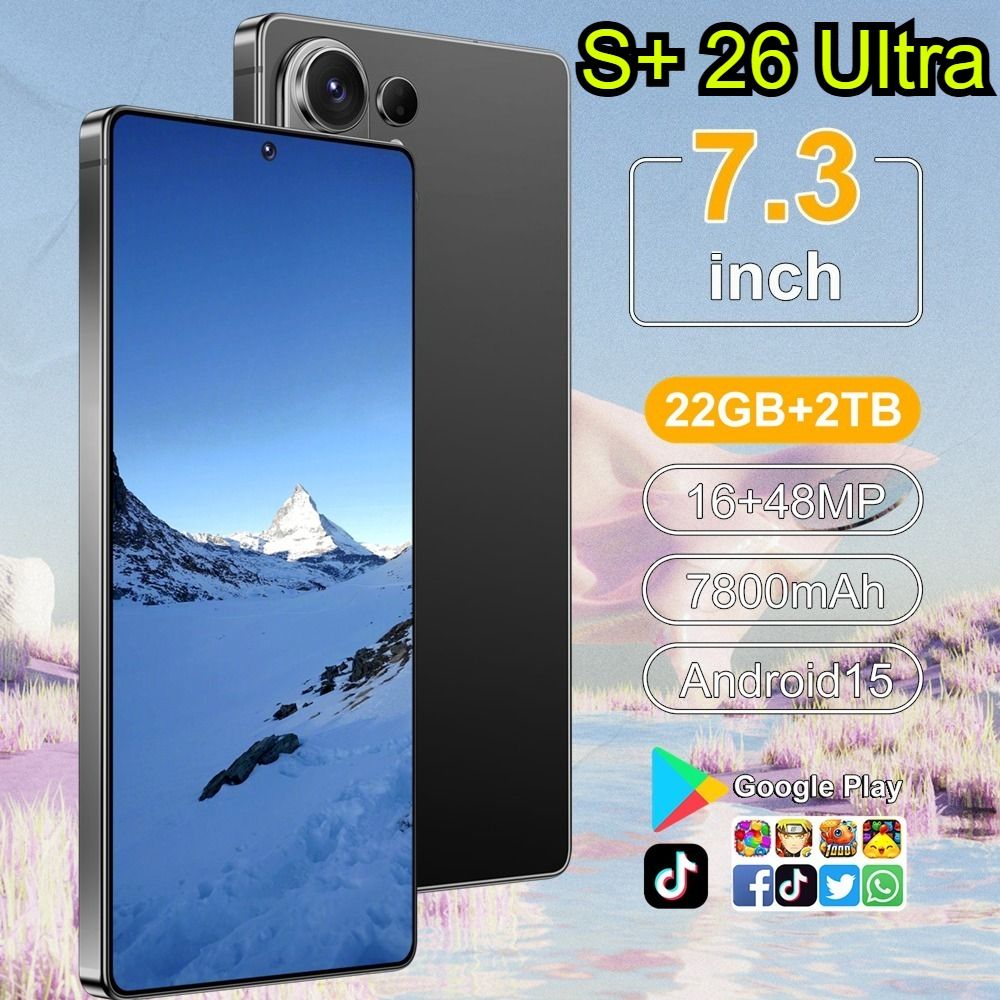 CHOTOG 2026 HOT S+ 26 Ultra 7,3 inch 5G Dual SIM Mobiele Telefoons 7800mAh 22GB+2TB Smartphone Wereldwijde Versie Android Ontgrendelde Mobiele Telefoons