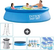 Intex Easy Set Zwembad - 305 x 76 cm - Blauw - Inclusief Pomp, Afdekzeil, Onderhoudspakket & Ladder