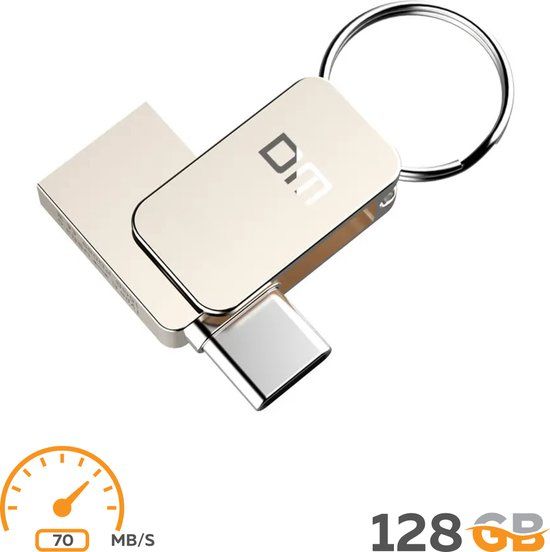 DM Mini Flash Drive 128GB - USB-C & USB 3.0 - Silver