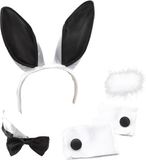 Rubies Verkleed set bunny/konijn - 5-delig - zwart/wit - verkleed accessoires