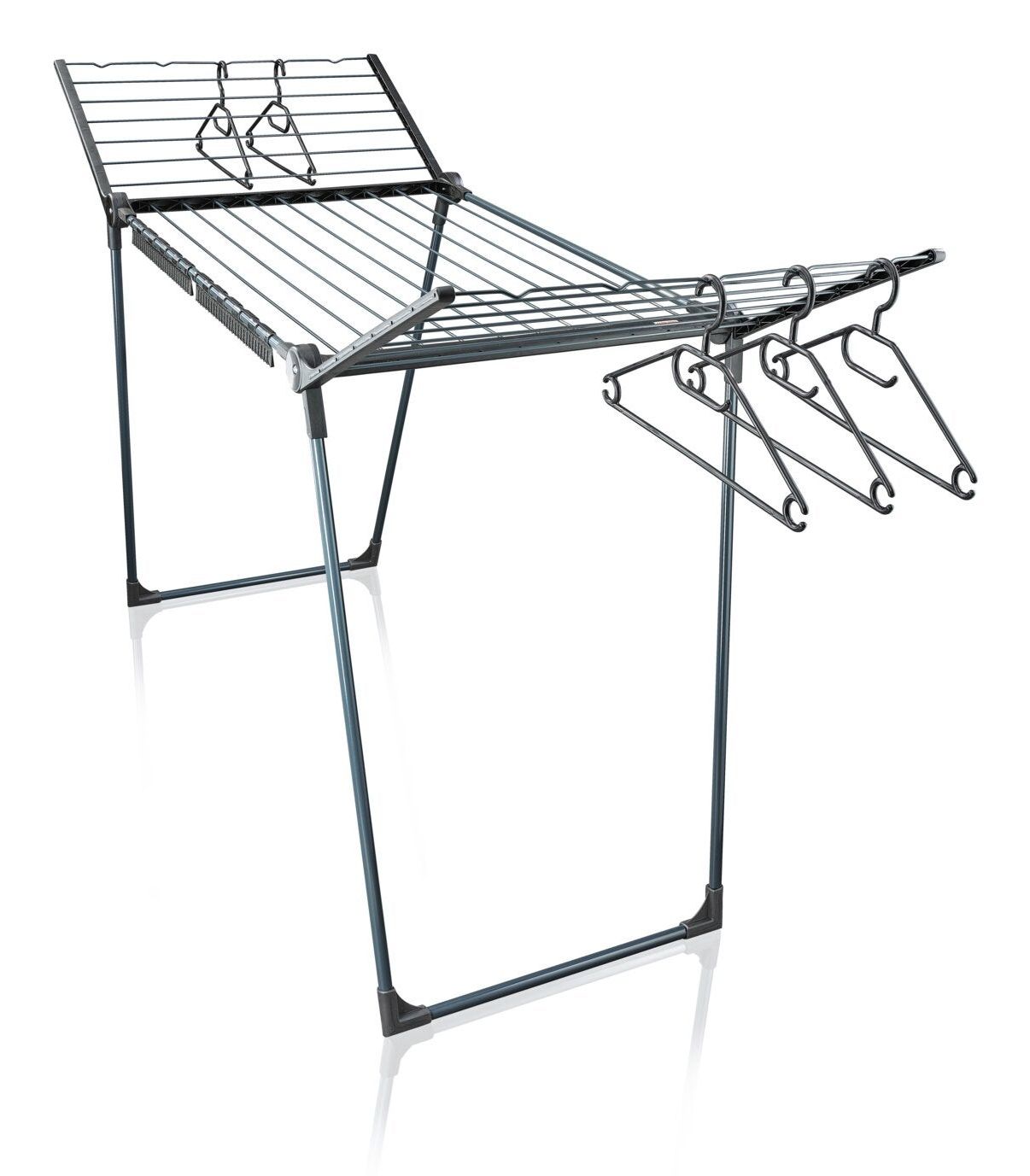 Leifheit Droogrek Pegasus 200 Solid Zwart - 20 m drooglengte - incl. houders voor klein wasgoed en 5 kledinghangers