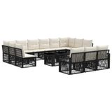 vidaXL Tuinbankenset 14 st Zwart en Cream Wit poly rattan