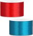 Ruban décoratif/ruban cadeau/ruban de satin - Lot de 2 pièces - rouge et turquoise - 38 mm x 25 mètres