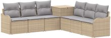 vidaXL Bankstel 2 zitplaatsen Beige en Lichtgrijs Polyrattan
