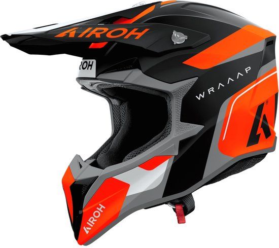 Airoh Wraaap Conquer Motocrosshelm - Zwart Mat/grijs/oranje - Maat L