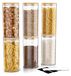 Arendo pots de conservation, set de 6, 1,5 litre, en verre borosilicaté, rond, avec couvercle en bambou. Boîtes de conservation hermétiques, incluant étiquettes et marqueur. Le verre résiste à la chaleur jusqu'à 400 °C. 6 pièces