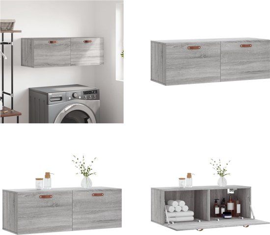 vidaXL Wandkast - 100x36,5x35 cm - bewerkt hout - grijs sonoma eikenkleurig