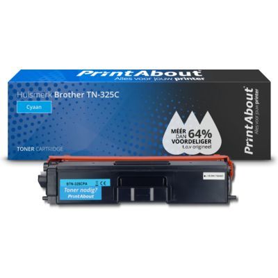 PrintAbout Huismerk Brother TN-325C Toner Cyaan | Compatibel | 4000 pagina's