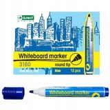 D.RECT 3160 Whiteboard marker voor whiteboards en flipcharts, afwasbaar glasboard marker ronde punt blauw 12 stuks